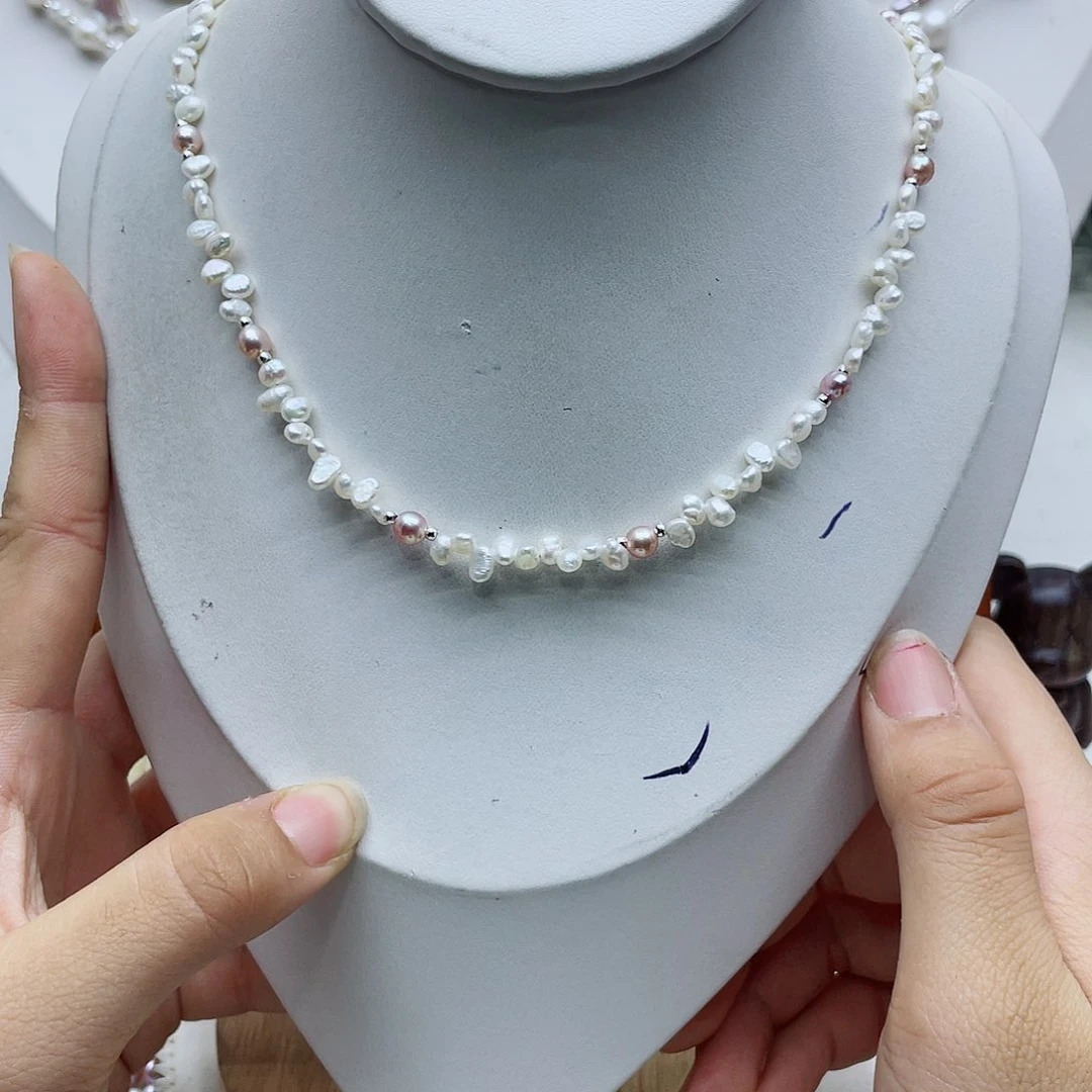 颈饰银S925镶嵌淡水珍珠