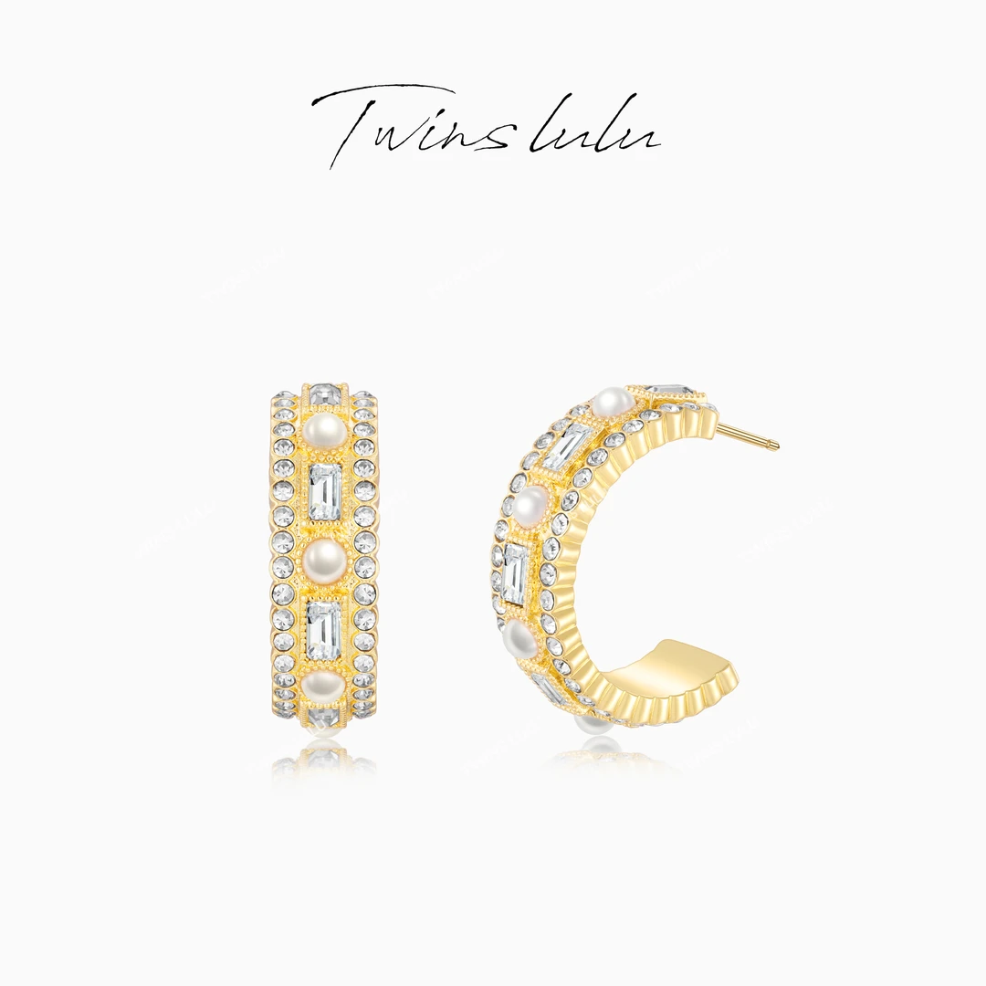TWINS LULU【格利莫】 双十一明星同款C形几何方形耳环TSL2777