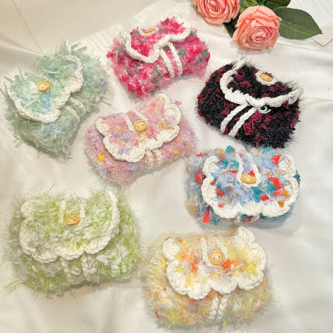 【宝藏文创礼品】手工编织可爱毛线钩织耳机包创意礼物零钱包卡包