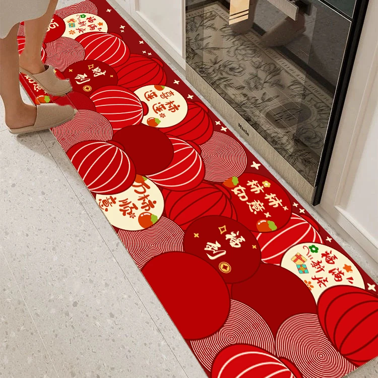 X119-6【40*160cm】硅藻泥地毯玄关门口入户玄关蛇年门垫喜庆红地垫