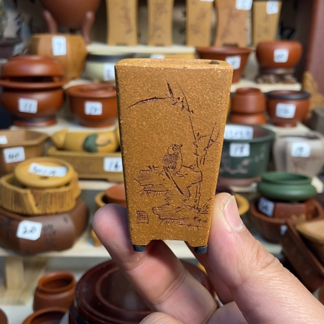 紫砂花盆苏兵，内口经尺寸3×5.5