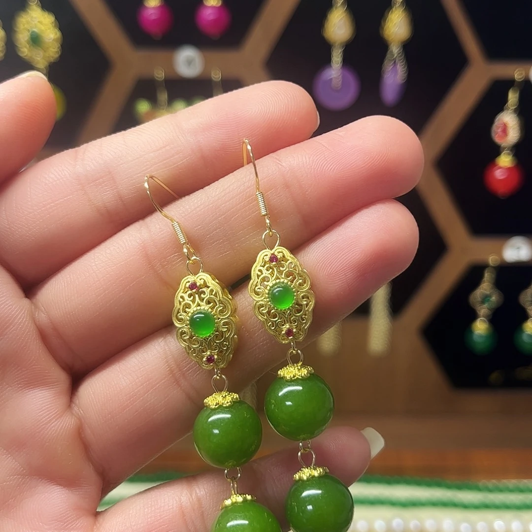 锆石纯铜925银耳饰