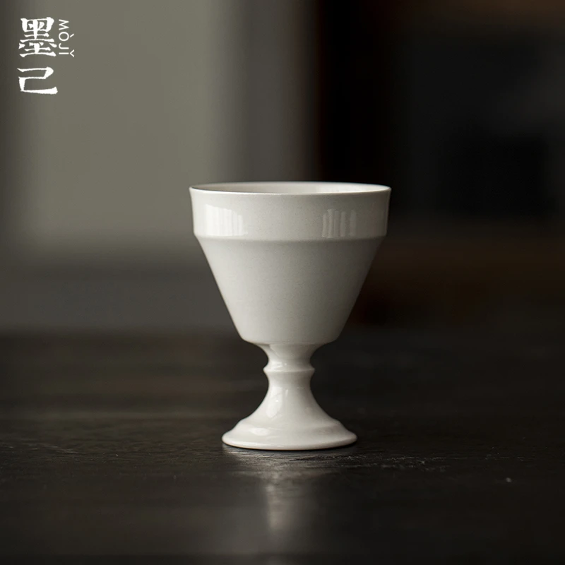 墨己-草木灰-新泥-高足兰若茶杯