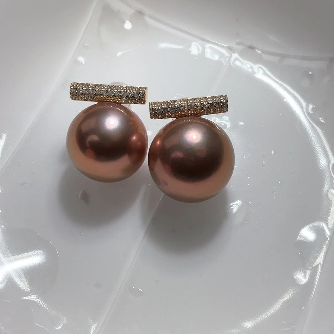 淡水珍珠耳饰银S925镶嵌