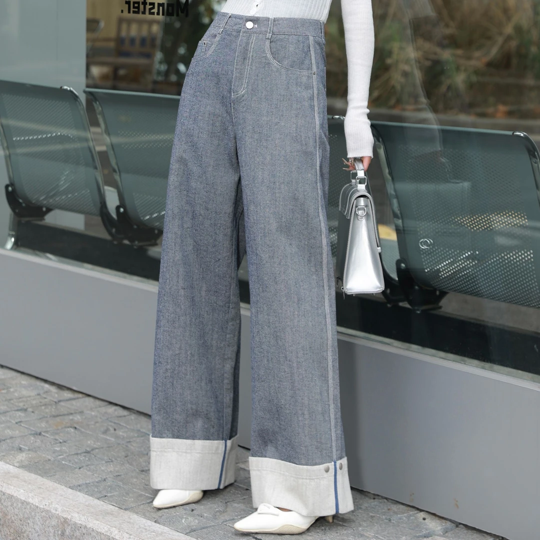 2025年春季新款宽松显瘦阔腿百搭长裤通勤休闲裤女2509