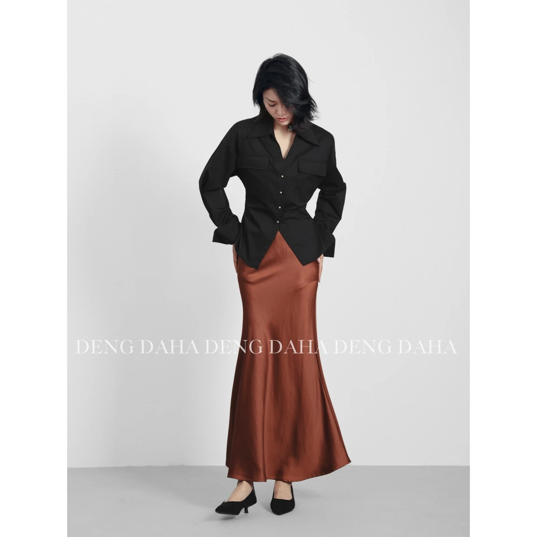 SANOIAN·宋三千秋季轻奢中长款高腰鱼尾裙 HBZU651346 nnassa