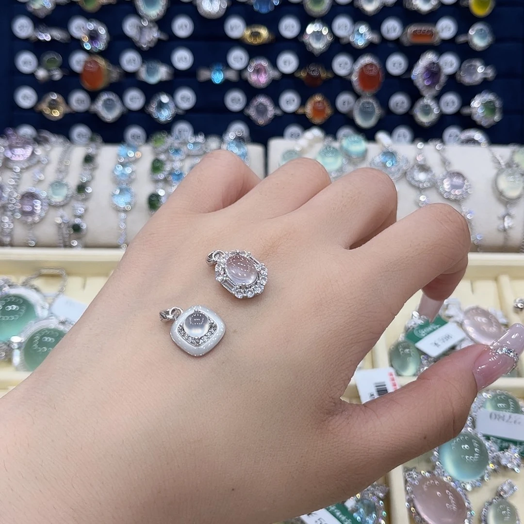 岫玉银S925镶嵌吊坠5**.