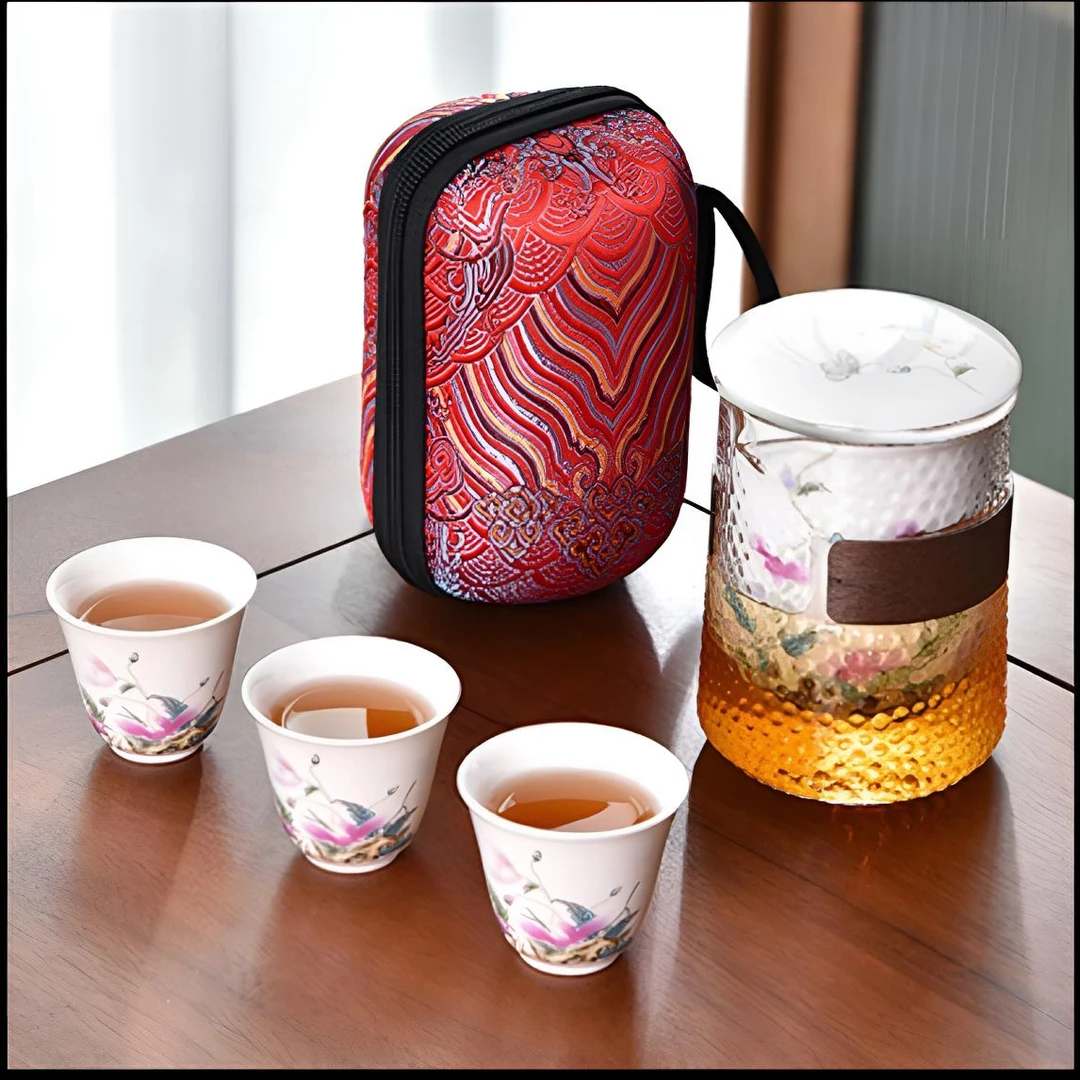 虞美人旅行套泡茶杯过滤快客杯便携式羊脂有盖防烫陶瓷60