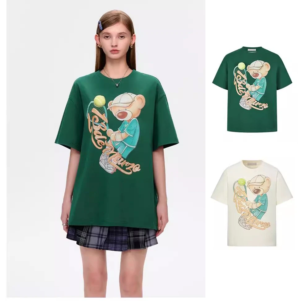 I3DE MARZO 网球插画小熊短袖T恤25年夏FR25X1855——1480