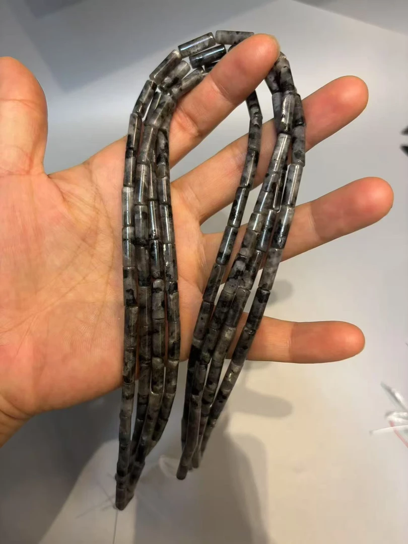 610天然石黑闪石4*12mmDIY半成品手链项链时尚饰品