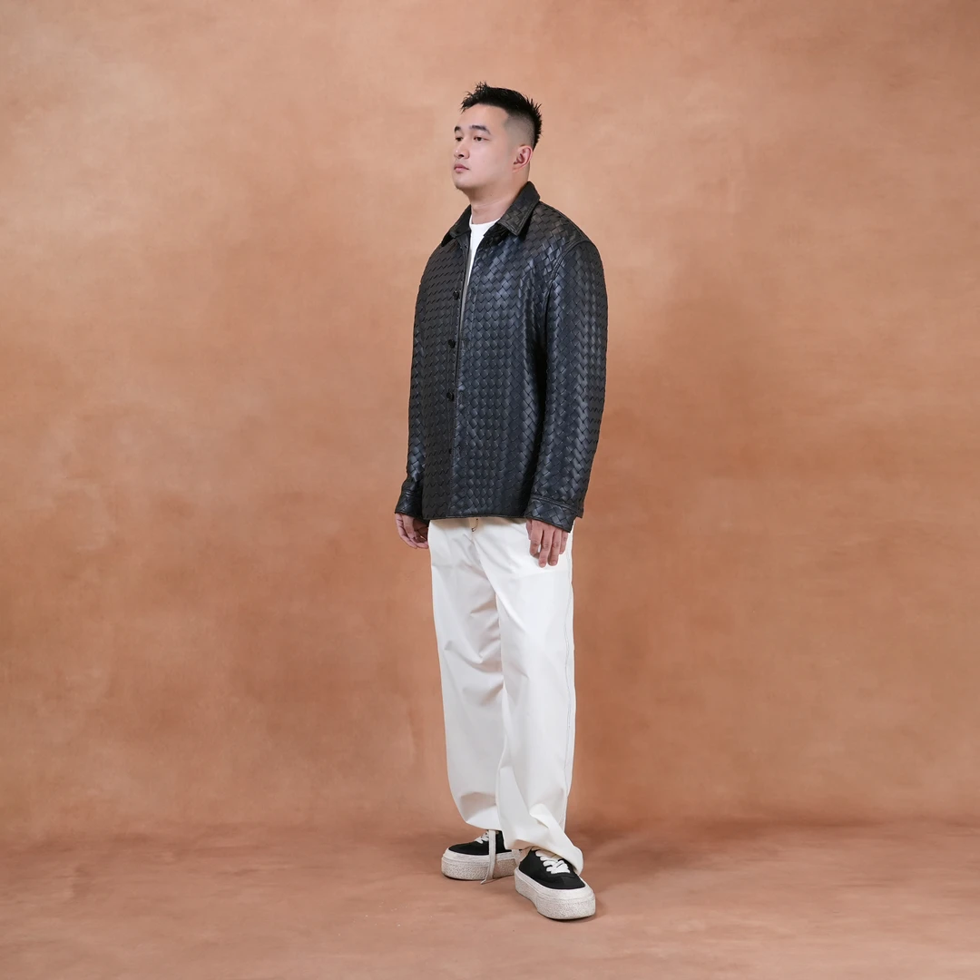 马丁叔叔 25新款编制轻奢重磅高级感皮衣外套 24055