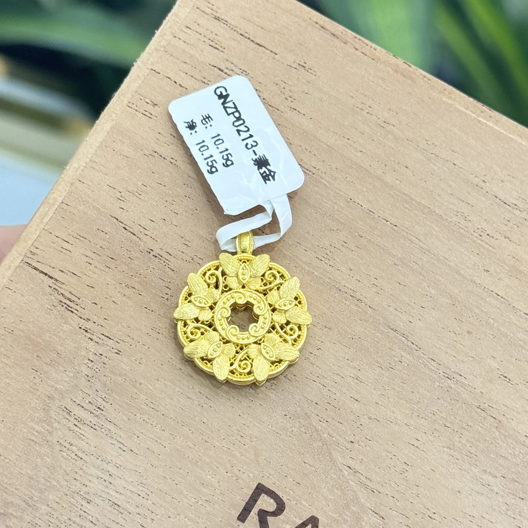 Q/J【花丝蝴蝶圆牌吊坠】-足金999  多样发—