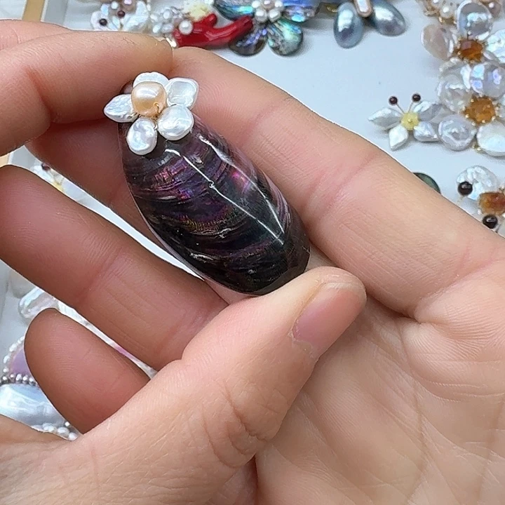 淡水珍珠胸饰银S925镶嵌