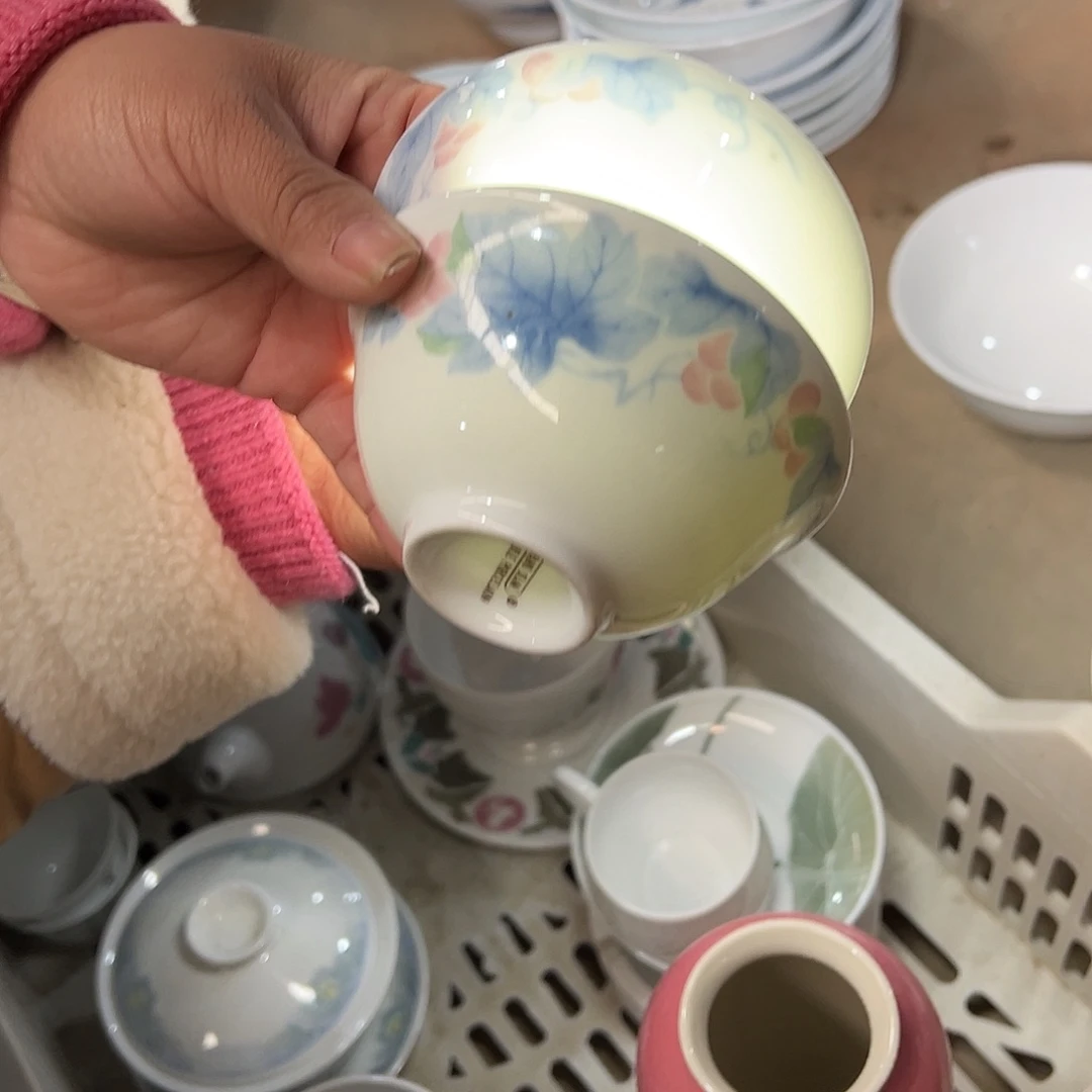 醴陵瓷直播供货基地群力茶碗一对