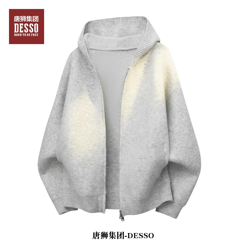 DESSO唐狮集团带帽针织纯色连帽冬季毛衣针织衫秋季韩版百搭秋冬