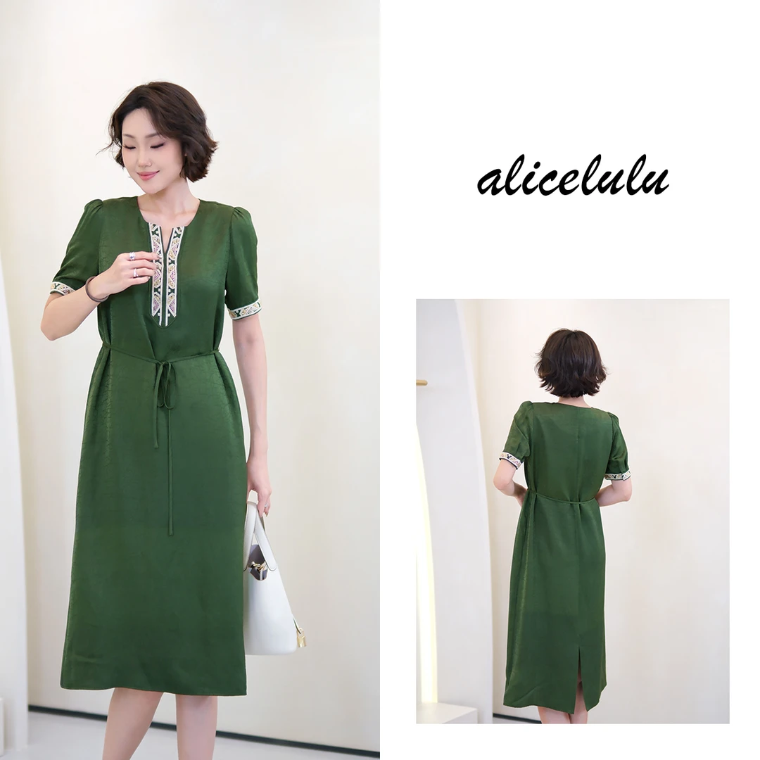 1 alicelulu 复古时尚减龄连衣裙系带收腰显瘦裙子 S2142722W