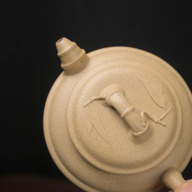 高温黄段双线竹鼓 200cc 精工半手制大容量实用器茶壶茶具