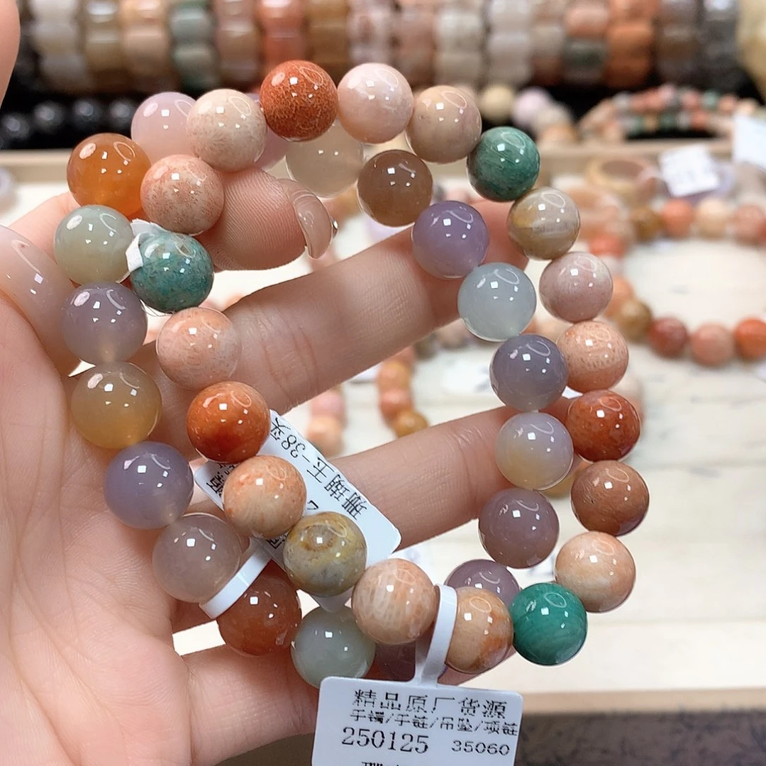 硅化珊瑚（珊瑚玉）手链未镶嵌清****洛453