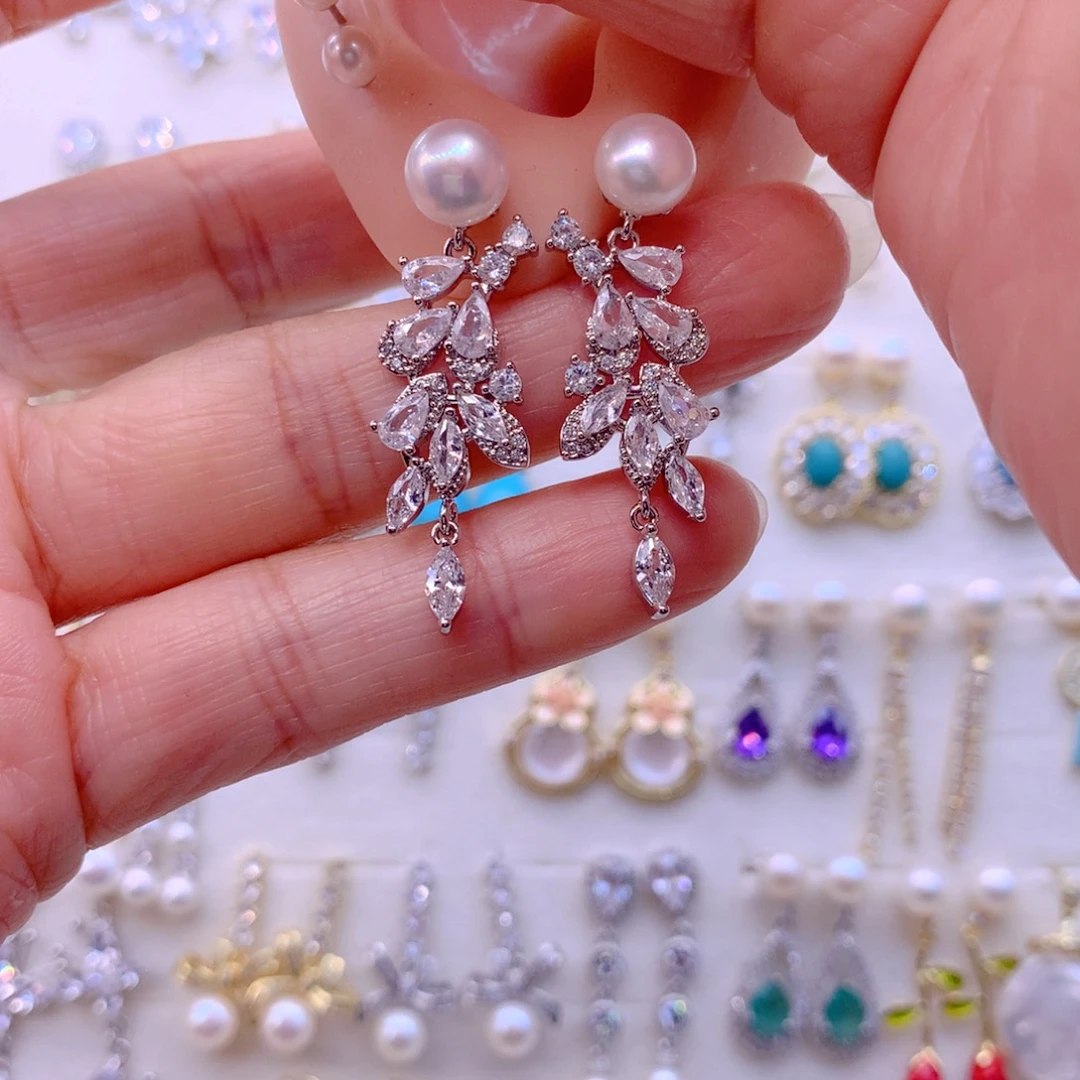 淡水珍珠耳饰合金