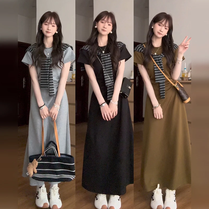 夏日绝美连衣裙子女夏季2025新款巨好看简单大方得体的长裙小个子