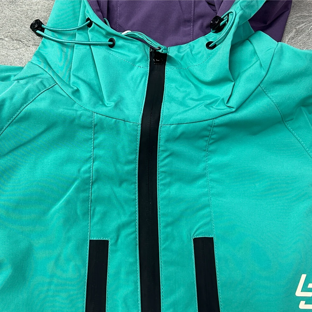 6666-3蓝色#秋季新款户外防风防水时尚连帽冲锋衣夹克百搭外套