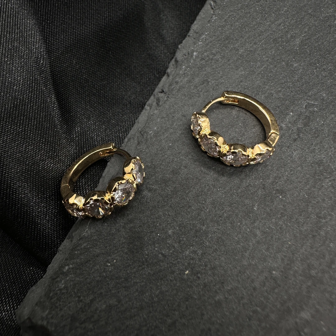 铜合金锆石耳饰 0716 Acc-913 小众简约金色时尚百搭锆石耳饰