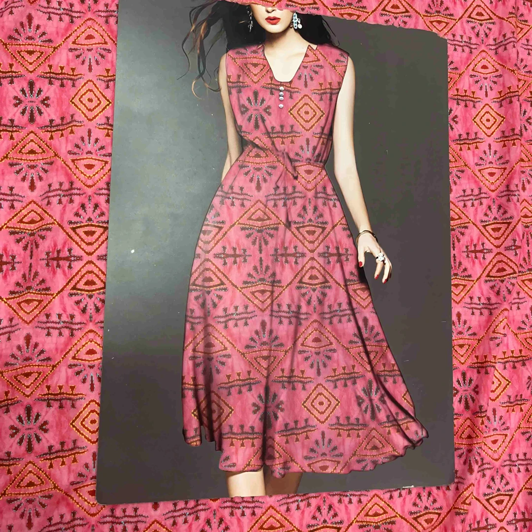 图兰朵   季新款高支5D立体印花木棉人造棉棉绸 连衣裙旗袍