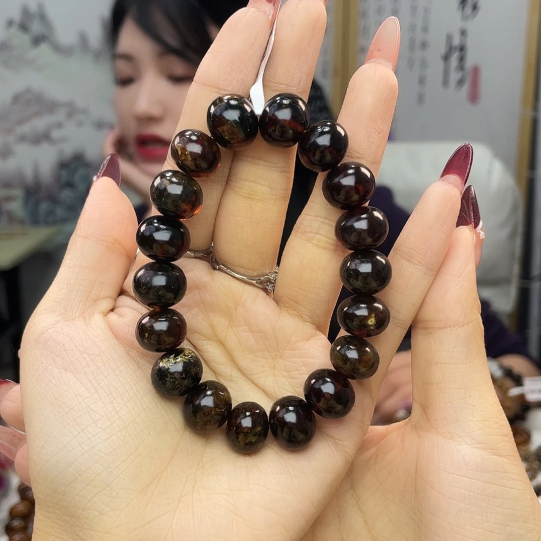 琥珀裸石未镶嵌抚顺琥珀13+血翳手串