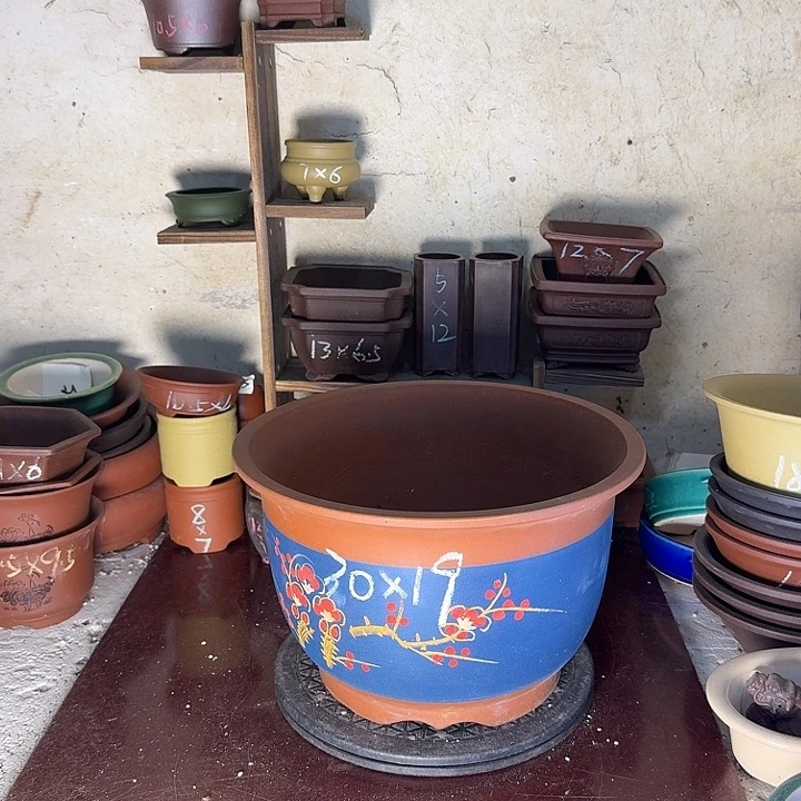 紫砂花盆，手工制作