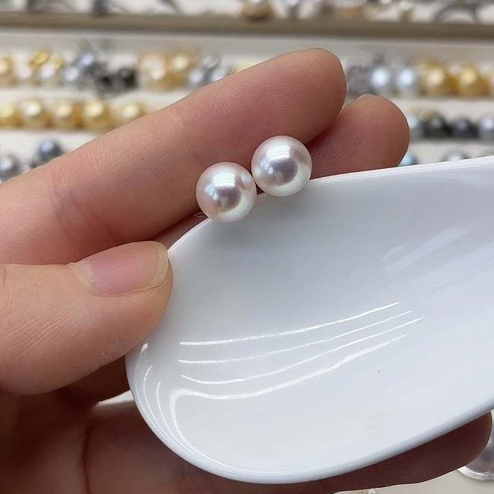银S925镶嵌海水珍珠耳饰