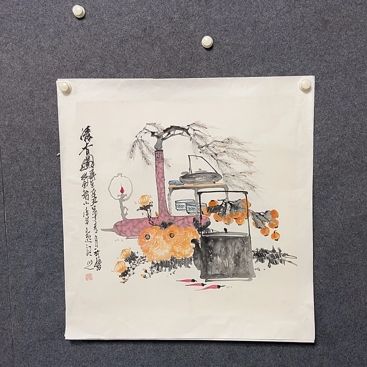 国画四尺斗方花鸟一幅