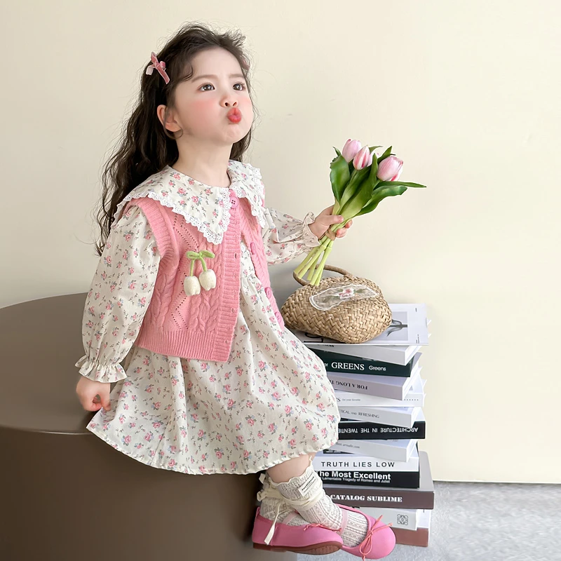 女童春装套装2025新款儿童春秋装韩版洋气女宝宝春季连衣裙两件套