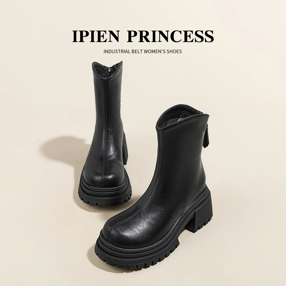 厚底马丁靴超火瘦瘦靴小个子黑色2025秋季新款巨好看英伦风短靴女