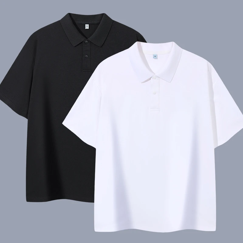 纯色双扣落肩宽松翻领索罗娜凉感夏季透气时尚户外简约休闲POLO衫