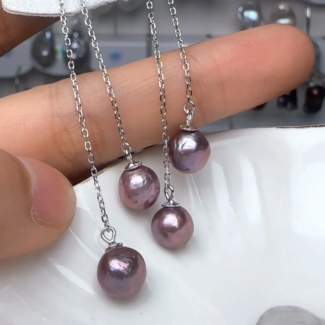 淡水珍珠银S925镶嵌耳饰