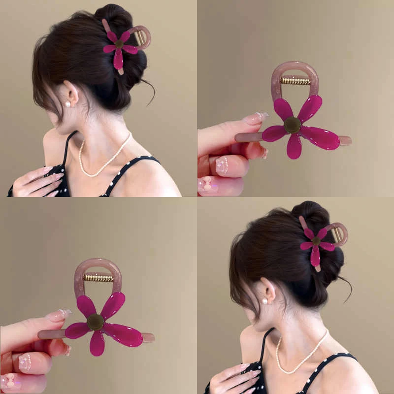 太阳花朵中号抓夹氛围感拍照鲨鱼夹后脑勺盘发夹气质半扎发卡发饰