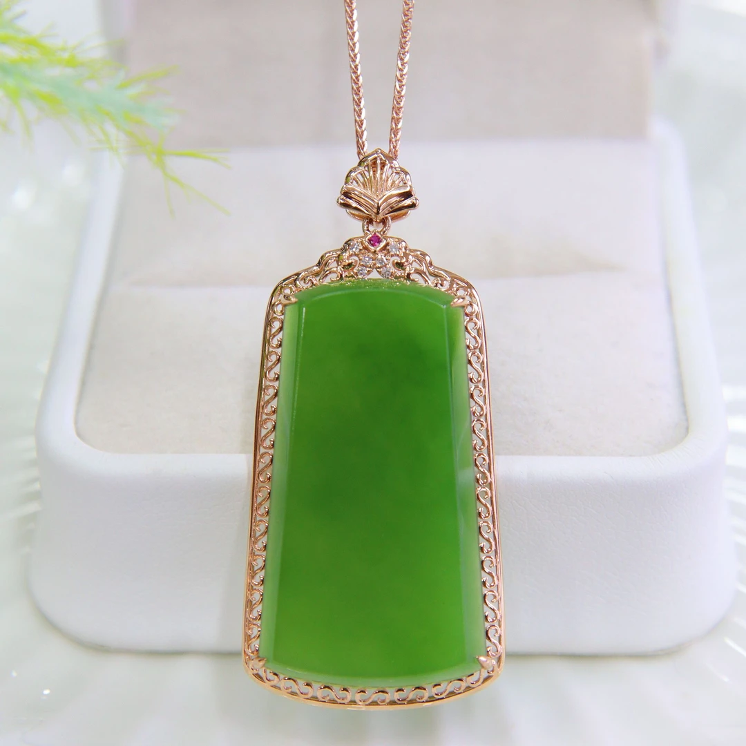 【鹿鸣】春日珠宝 | 18k金和田玉T型无事牌吊坠 不含链 D45