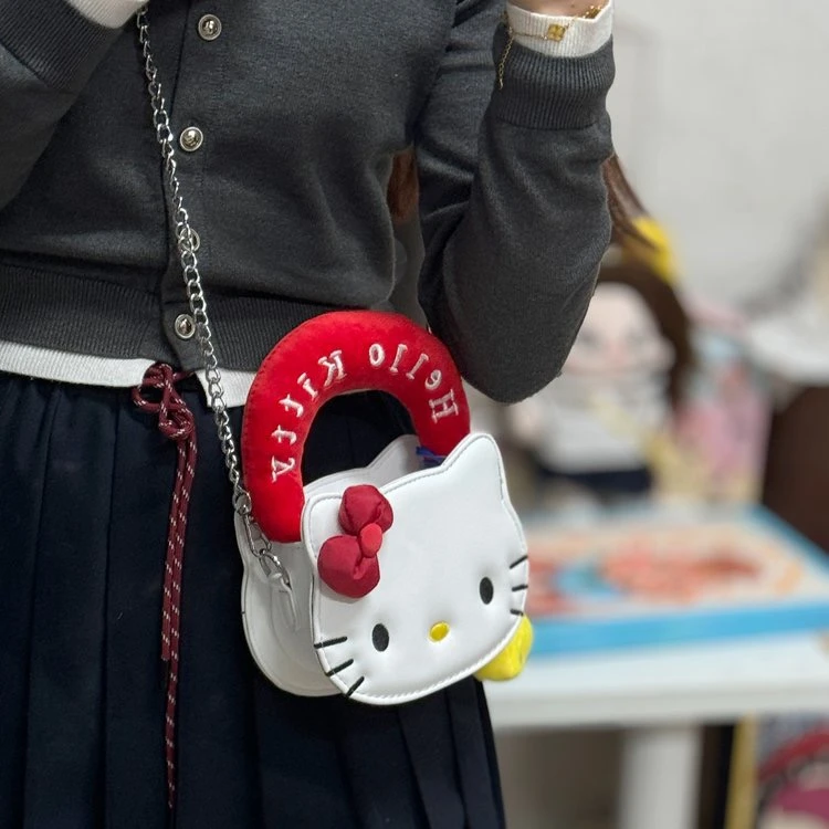 【悠悠专属】蝴蝶结kt猫手提包迷你口红收纳包女生单肩斜挎包7027-1