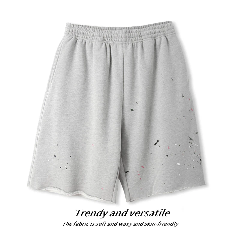 春夏季男士短裤泼墨印花休闲裤松紧腰裤柔软舒适00751透气可外穿