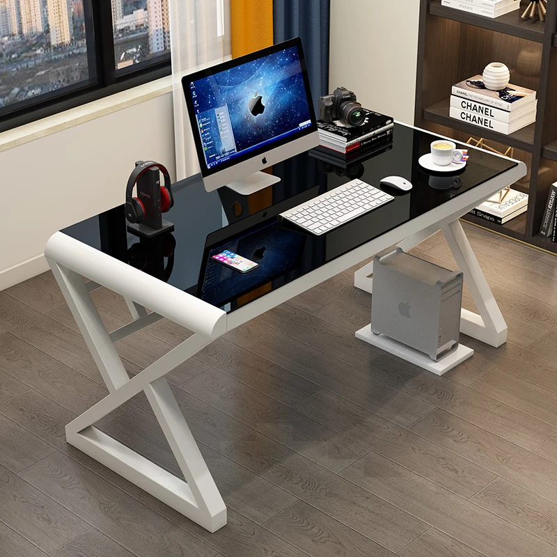 元优钢化玻璃电脑桌 书桌加大现代简约办公 家用台式电脑桌游戏桌