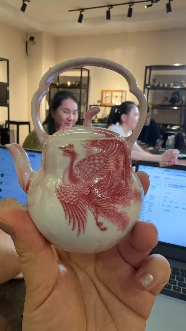【珽珽溯源】溢珍堂 瓷器茶周边 粉彩凤凰提梁壶