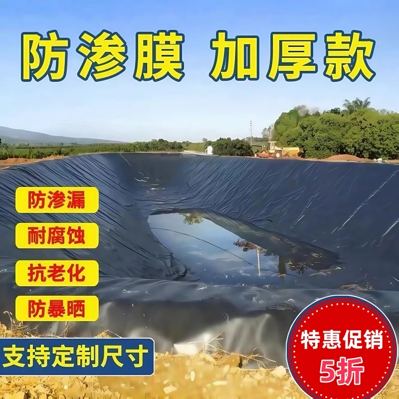 鱼塘防渗膜蓄水池膜 化粪池膜鱼塘专用 膜土工膜鱼虾藕塘护坡黑膜