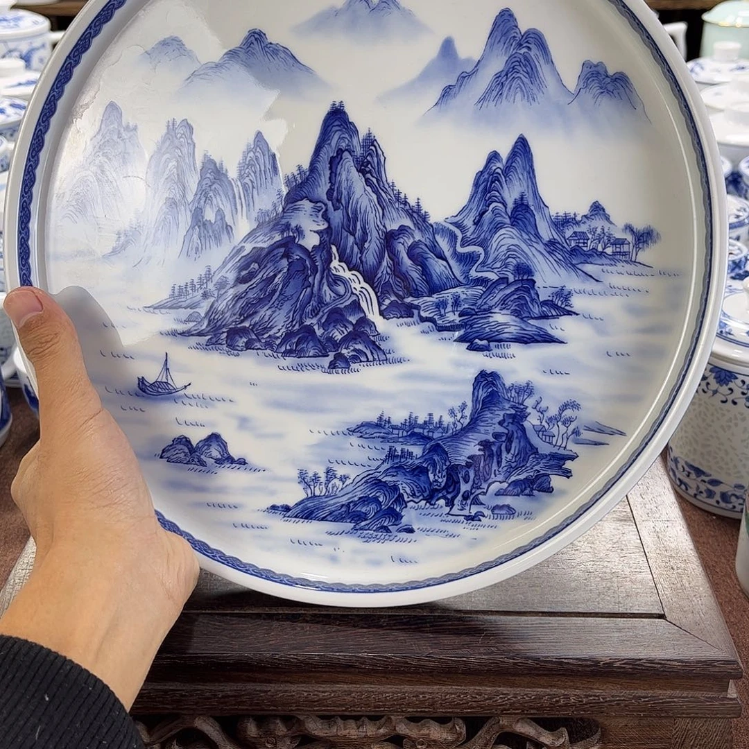 我***柔瓷摆件景德镇陶瓷茶盘套装