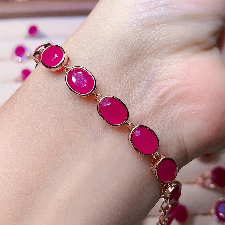 红宝石手链银S925镶嵌