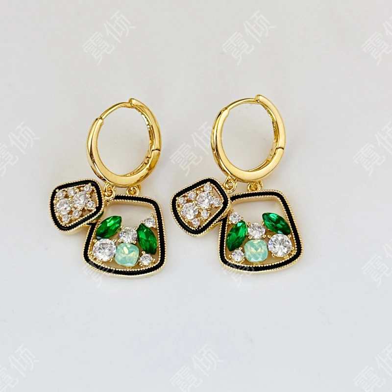 霓倾 铜合金耳饰 [绿野仙境]高级感气质绿色时尚百搭耳环