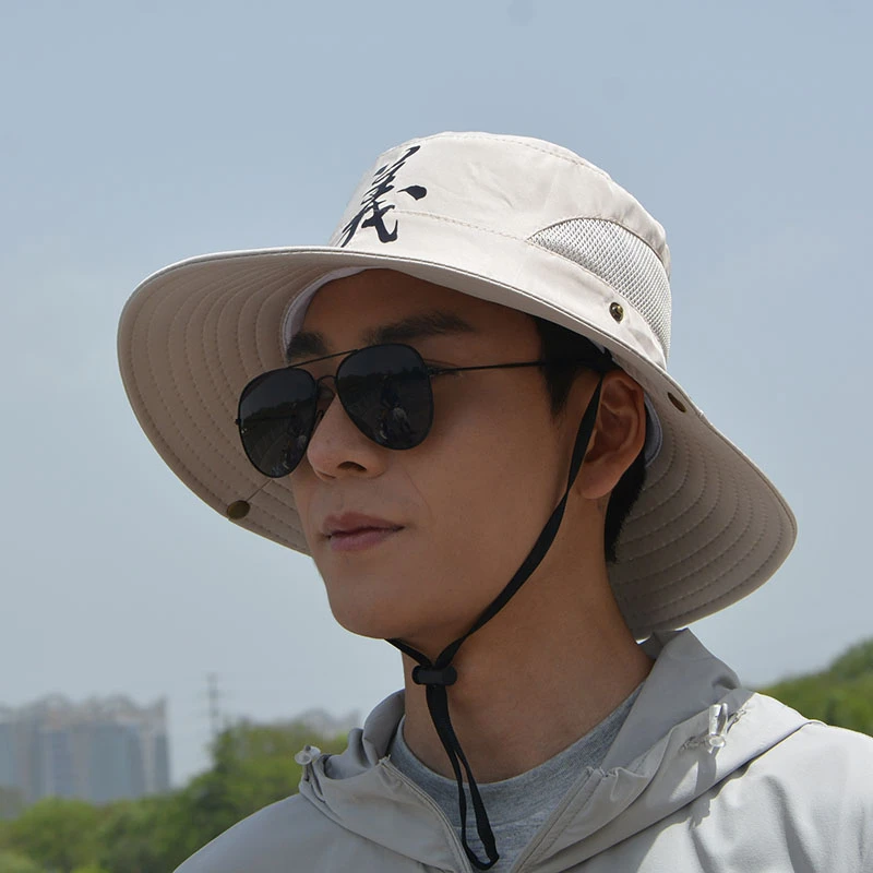 义 个性钓鱼渔夫帽遮阳帽帽子防晒折叠大檐帽休闲太阳帽登山男士
