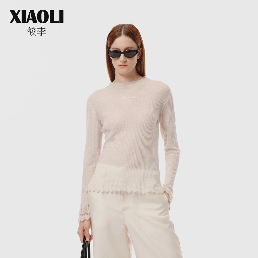 【XIAOLI筱李】链条绣logo羊毛小高领针织打底衫25秋冬新品
