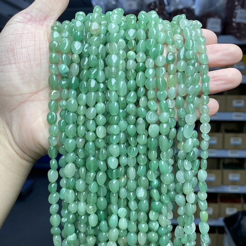 天然绿东陵不规则随形珠散珠手串项链半成品串珠diy饰品配件批发