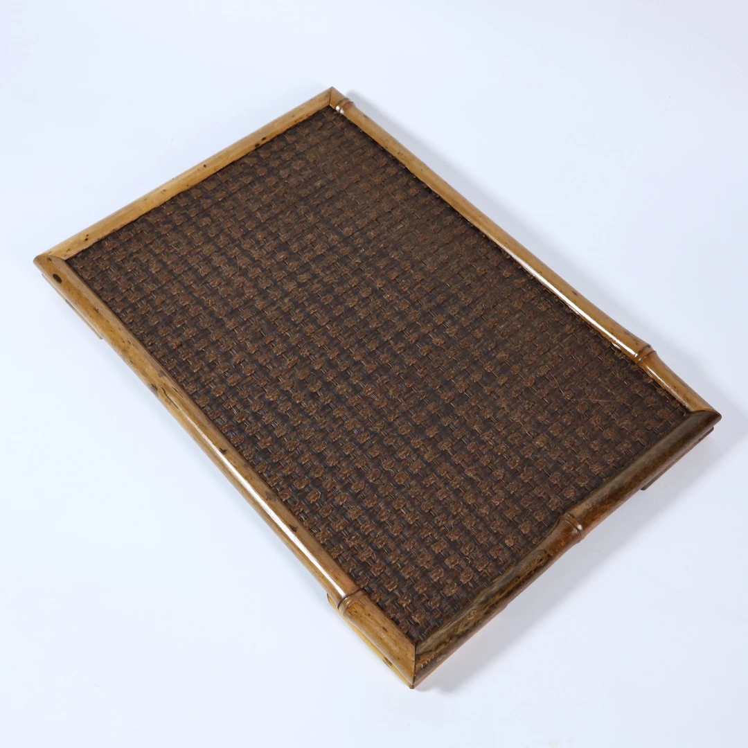 大漆梅鹿竹全棕茶盘30*20