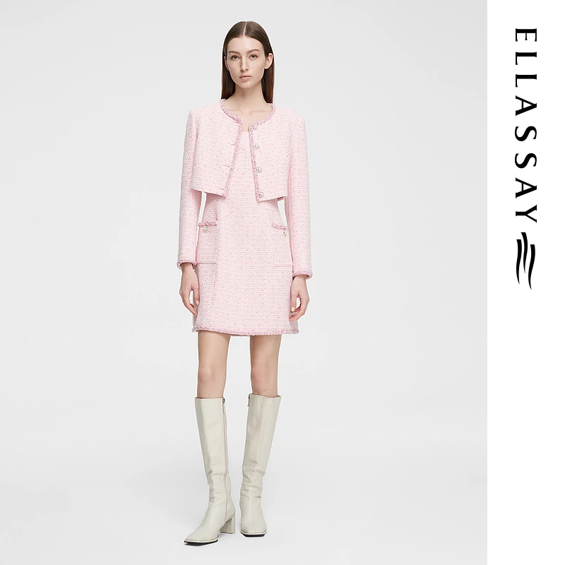 【丽公主专享】歌力思春季棉优雅花纱小香风连衣裙女EWE351Y04500
